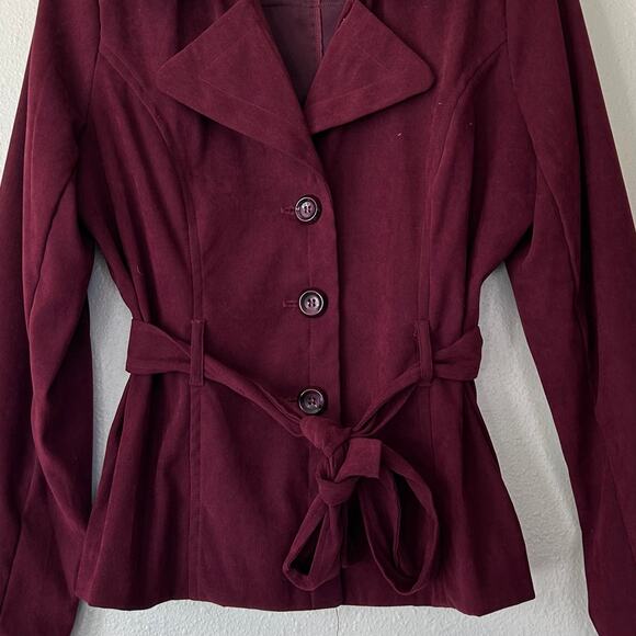 Vintage Laura Scott Blazer tie belt faux suede office career Y2K fall winter M - Picture 4 of 10